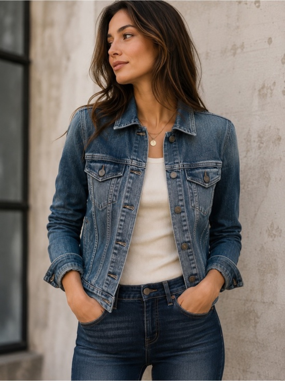 AG Adriano Goldschmied Robyn Classic Blue Wash Stretch Denim Jacket EUC S #2625
